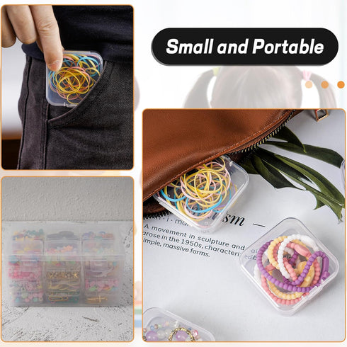 25 Pack Small Plastic Beads Storage Containers Box, Clear Bead Organizer Case with Snap-Tight Closure Hinged Lid for Storage Small Items, Beads, C...