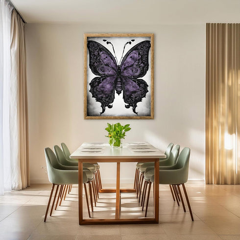 Posterizer 1 pcs- black and purple butterfy in retro gothic theme-Gothic Art-Art for Animal Lovers- Living Room Bedroom Decor- unframed wall art...