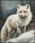 Posterizer 1 pcs-white arctic fox in snowy winter scene-oil painting style 7-Art for Animal Lovers-Landscape & Nature Art-Decor for Home & Office-...