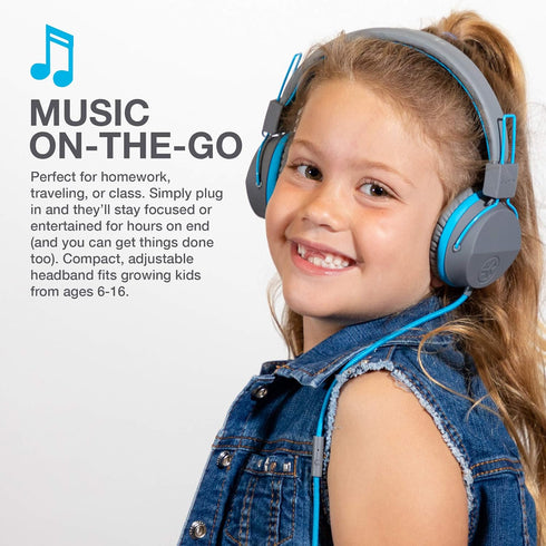 JLab JBuddies Studio On-Ear Kids Wired Headphones, Toddler Headphones, Kid Safe, Studio Volume Safe, Volume Limiter, Folding, Adjustable, Noise Is...