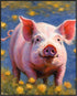 Posterizer 1 pcs- Cute pig walking between yellow flowers-Art for Animal Lovers-Floral Botanical Art- Gift for Men Women Entrepreneur Teens-Living...