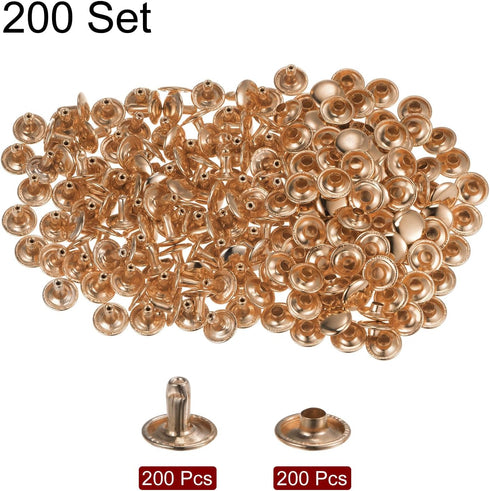 HARFINGTON 200 Sets Leather Rivets 10mm x 8mm Metal Double Cap Rivet Snaps Studs Fasteners with 3pcs Setting Tools Rivets for Leather Craft DIY Re...