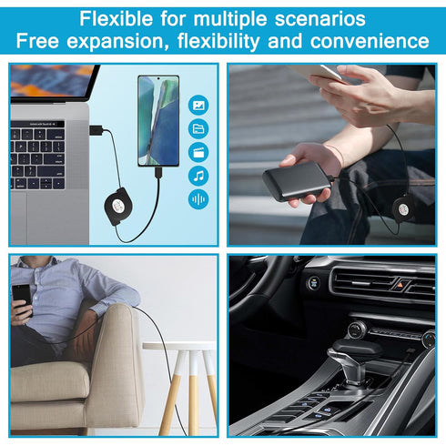 Retractable USB C Cable for Car,3.3ft 3 Pack Android Phone USB C to USB A Cord Fast Charging for Samsung Galaxy S24/S24 Ultra/S24 Plus/S23/S22/A55...