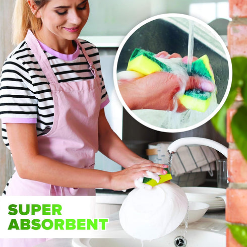 (6 Pack) Heavy Duty Scrub Sponges by SCRUBIT – Kitchen Dish, Sink and Bathroom Cleaning Scrubber Sponge - with Non-Smell Scouring Pad...