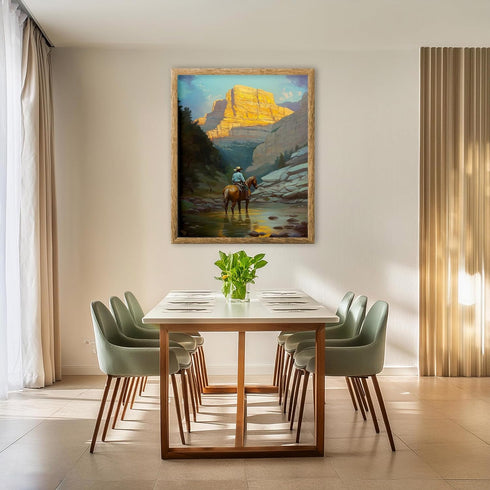 Posterizer 1 pcs-vibrant painting style art-cowboy on horse in the wild 5-Western Art-Men's Art Collection-Living Room Bedroom Decor- unframed wal...