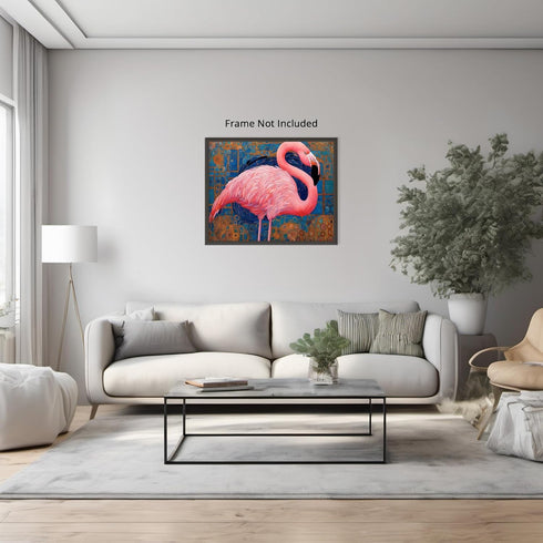 Posterizer 1 pcs- pink flamingo with mosaic style background-Art for Animal Lovers- Living Room Bedroom Decor- unframed wall art...