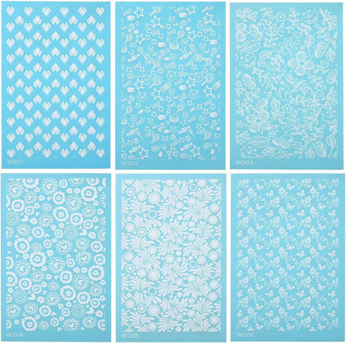 PATIKIL Polymer Clay Silk Screen,6pcs Silk Screen Stencils Reusable 6 Patterns Cute 5.9x3.5 inch for Polymer Clay Christmas Jewelry Making, Candy,...