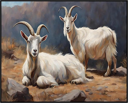 Posterizer 1 pcs- Two beautiful goats in nature-Art for Animal Lovers- Gift for Men Women Entrepreneur Teens-Decor for Home & Office- unframed wal...