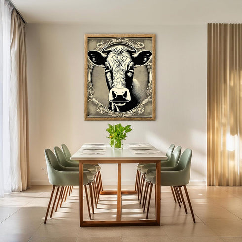 Posterizer 1 pcs-cute black and white cow with blue background-Art for Animal Lovers-GIft for Men Women Teens-Decor for Home & Office- unframed wa...