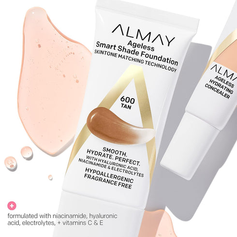 Almay Anti-Aging Foundation, Smart Shade Face Makeup with Hyaluronic Acid, Niacinamide, Vitamin C & E, Hypoallergenic-Fragrance Free, 300 Medium, ...