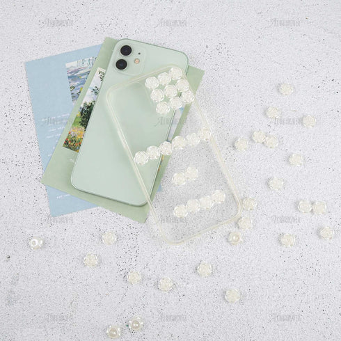 AUEAR, 100 Pack Resin Rose Flower Flat Back Beads 12mm Pearls Cabochons Charms for Phone Case Scrapbooking Jewelry Making Craft Decor...