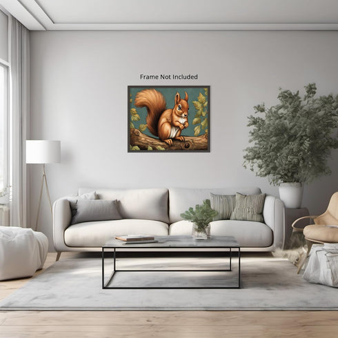 Posterizer 1 pcs- Cute squirrel on the tree, oil painting style-Art for Animal Lovers- Gift for Men Women Entrepreneur Teens-Living Room Bedroom D...
