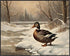 Posterizer 1 pcs-duck in snowy winter nature-oil painting style 2-Art for Animal Lovers-Landscape & Nature Art-Decor for Home & Office- unframed w...