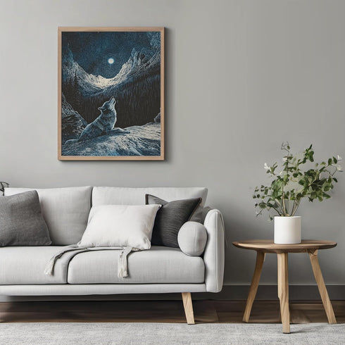 Posterizer 1 pcs-beautiful howling lone wolf under the full moon 2-Art for Animal Lovers Gift for Art Lovers Decorations for Bedroom, Office, Livi...