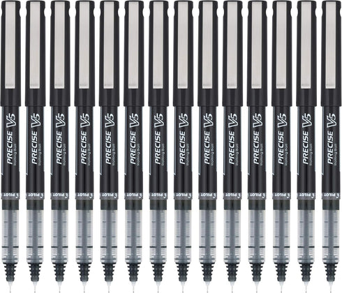 Pilot, Precise V5, Capped Liquid Ink Rolling Ball Pens, Extra Fine Point 0.5 mm, Black, Pack of 14...