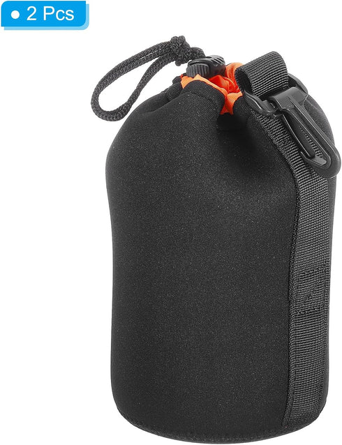 PATIKIL Camera Lens Bag, 2 Pcs 3.9" IDx7.1 H Drawstring Lens Pouch with Thick Protective Neoprene, Lens Case for DSLR Camera Lens, Water Coffee Cu...
