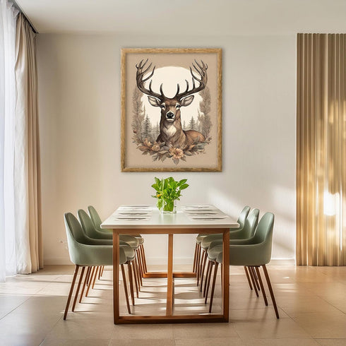 Posterizer 1 pcs- A deer with nature background-Art for Animal Lovers-Floral Botanical Art- Gift for Men Women Entrepreneur Teens-Living Room Bedr...