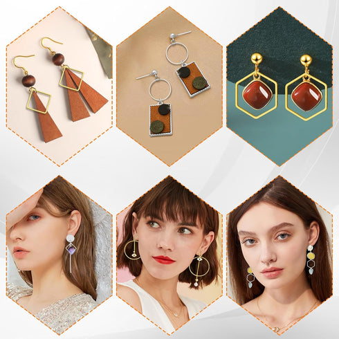 Oubaka 216pcs Beading Hoop Earrings 3 Shapes Earring Hoops Hypoallergenic Earring Finding Square Teardrop Round Earrings Beading Hoop Bulk for DIY...