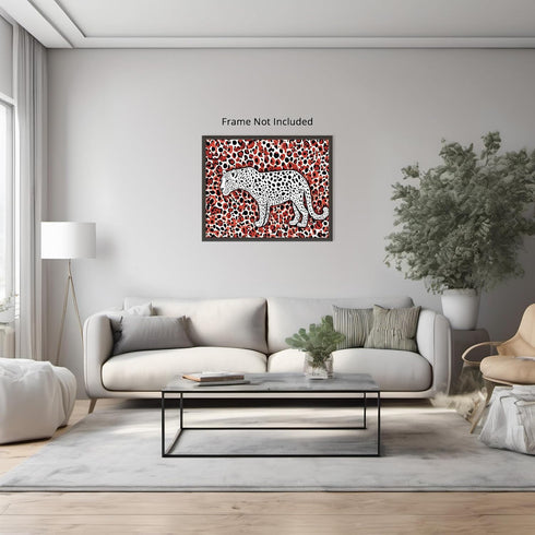 Posterizer 1 pcs- abstract leopard print with red background-Art for Animal Lovers-Abstract & Modern Art- Living Room Bedroom Decor- unframed wall...