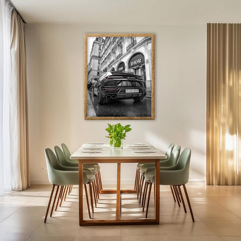 Posterizer 1 pcs-modern chic black car passing by luxury stores 2-Photography Art- Gift for Women, Fashionistas, Designer Fashion Fans-Decor for H...