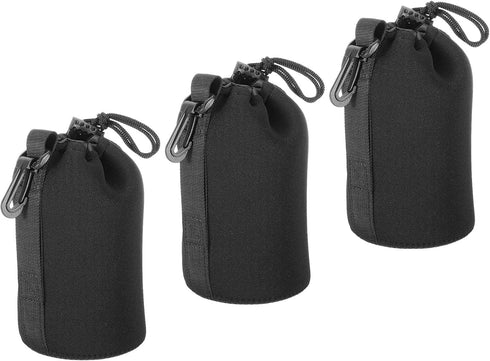 PATIKIL Camera Lens Bag, 3 Pcs 3.9" ID x 7.1" H Drawstring Lens Pouch with Thick Protective Neoprene, Lens Case for DSLR Camera Lens, Water Coffee...