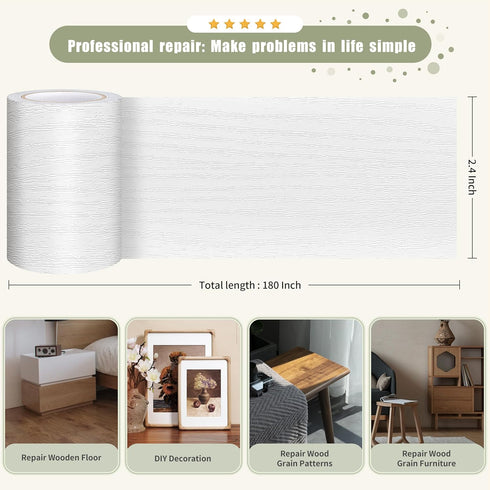 Wood Grain Tape, 2.4" X15', Self Adhesive Wood Grain Repair Patch for Tables, Chairs, DIY,Baseboards, Doors, Windows, Floors and Furniture Renovat...