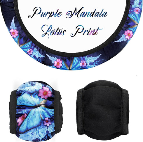 Butterfly Steering Wheel Cover Women Car Accessories Set with Car Cup Pad and Keyring Bracelet Butterflies Design Comfort Grip Steering Wheel Cove...