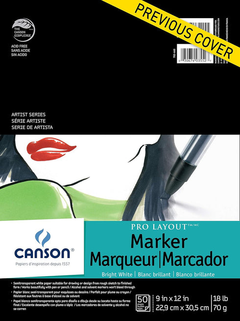 Canson Artist Series Pro Layout Marker Paper, Foldover Pad, 9x12 inches, 50 Sheets (18lb/70g) - Artist Paper for Adults and Students...