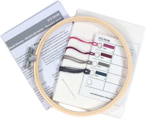 Dimensions 72-76190 Need Glasses Counted Cross Stich Kit, 14 White Aida, 6" Diameter...