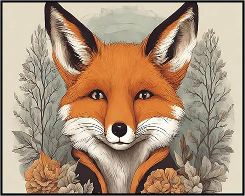 Posterizer 1 pcs- Cute red fox next to trees-Art for Animal Lovers- Gift for Men Women Entrepreneur Teens-Decor for Home & Office- unframed wall a...