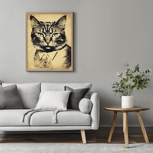 Posterizer 1 pcs-cute retro themed cat in clothes 2-Art for Animal Lovers-Retro Art-Decor for Home & Office- unframed wall art...
