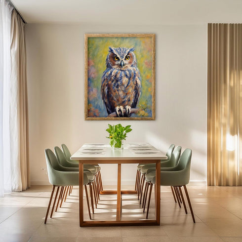 Posterizer 1 pcs- Beautiful owl with a bakcground of flowers-Art for Animal Lovers-Floral Botanical Art- Gift for Men Women Teens-Living Room Bed...