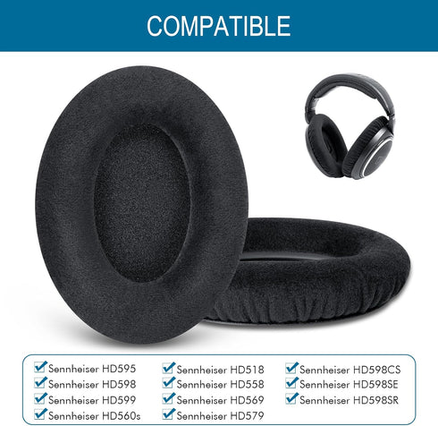 Earpads for Sennheiser HD598/HD598 CS/HD598 SE/HD598 SR/HD518/HD558 Headphones, Velour Ear Pads Cushions Replacement for HD595/HD599/HD569/HD579/H...
