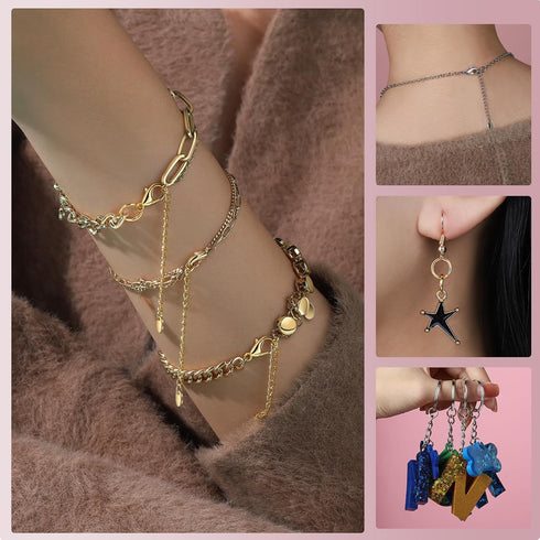 LEOBRO Jump Rings, 968pcs Jewelry Making Supplies, Jump Rings for Jewelry Making, Gold Silver Jump Rings for Charm, Lobster Claw Clasps for Neckla...