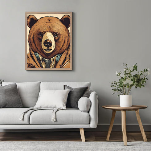 Posterizer 1 pcs-angry bear in work clothes-abstract art 2-Art for Animal Lovers-Abstract & Modern Art-Decor for Home & Office- unframed wall art...
