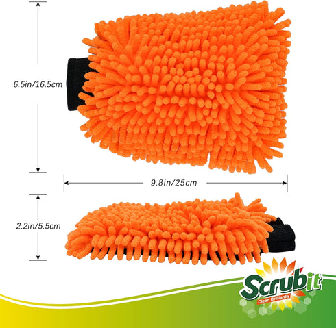 SCRUBIT 2 Pack Car Wash Mitt – Scratch-Free Car Sponges for Washing, Dual Sided Wash Mitts for Car Washing - Premium Car Washing Sponge for Cars, ...