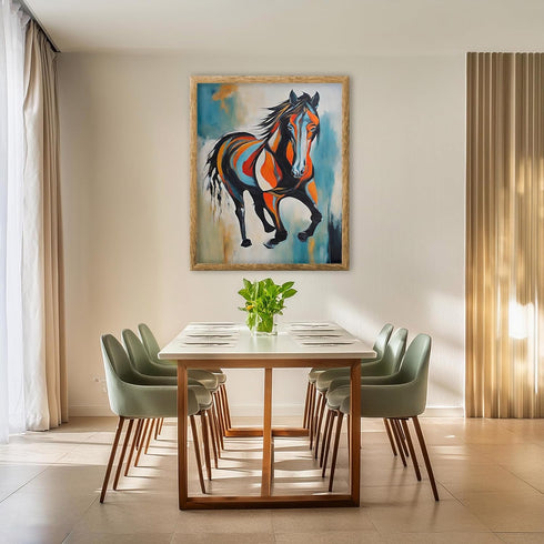Posterizer 1 pcs- running horse in oil painting style poster-Art for Animal Lovers-Abstract & Modern Art-Gift for Art Lovers-Living Room Bedroom D...
