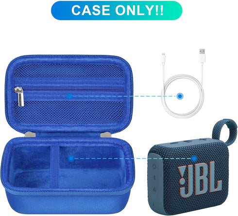 BOVKE Carrying Case Compatible with JBL Go 4 Portable Bluetooth Wireless Speaker, Extra Mesh Pocket for Charging Cables and Accessories, Blue...