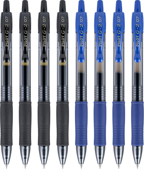 Pilot, G2 Premium Gel Roller Pens, Fine Point 0.7 mm, Black and Blue, Pack of 12...