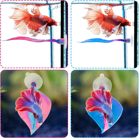 WILLBOND 2 Pieces Silicone Betta Bed Leaf Hammock for Betta Fish, Betta Fish Bed, Practical Resting Spot, No BPA, Comfortable and Safe (Blue, Pink...