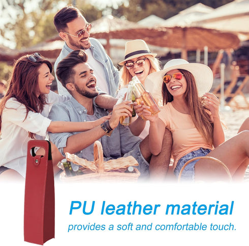 PATIKIL Wine Gift Bag, 2 Pack Wine Bag Reusable Leather Wine Tote Carrier for Wine Bottles Portable Champagne Gift Bags for Picnic Party Wedding, ...