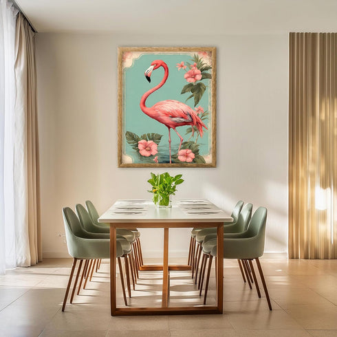 Posterizer 1 pcs-abstract retro design of flowers and flamingo 2-Art for Animal Lovers-GIft for Men Women Teens-Living Room Bedroom Decor- unframe...