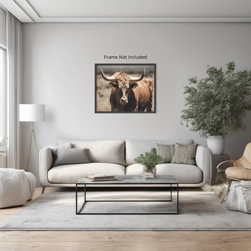 Posterizer 1 pcs- Beuatiful black bull print in the desert-Art for Animal Lovers- Gift for Men Women Entrepreneur Teens-Living Room Bedroom Decor...