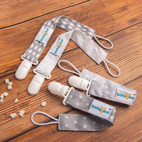 Babygoal Neutral Pacifier Clips, 4 Pack Binky Paci Holder and Leash for Boys and Girls Fits for Most Pacifier, Binkie Styles & Baby Teethers & Toy...