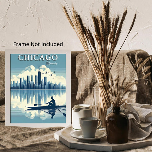 Posterizer 1 pcs-travel poster-Chicago-United Stated-Illinois-Adventure Wall Art Gift for Men Women Entrepreneur Teens Decor for Home & Office- ...