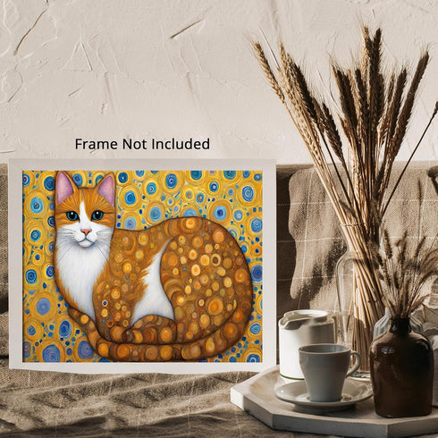 Posterizer 1 pcs- cute orange cat with mosaic style print-Art for Animal Lovers- Living Room Bedroom Decor- unframed wall art...