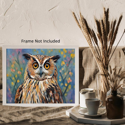 Posterizer 1 pcs- cute yellow eyed brown owl-Art for Animal Lovers-Landscape & Nature Art- Living Room Bedroom Decor- unframed wall art...