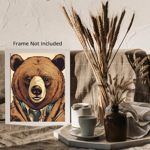 Posterizer 1 pcs-angry bear in work clothes-abstract art 2-Art for Animal Lovers-Abstract & Modern Art-Decor for Home & Office- unframed wall art...