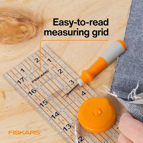 Fiskars Sewing Ruler - 3" x 18" Acrylic Ruler - Sewing and Quilting Ruler with Gridlines - Arts and Craft Supplies - Clear...