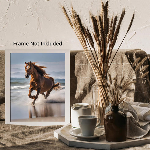 Posterizer 1 pcs- beautiful running horse in the beach-Art for Animal Lovers-Gift for Art Lovers-Living Room Bedroom Decor- unframed wall art...